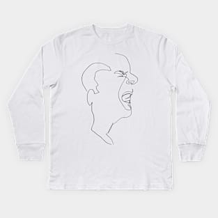 Continuous line drawing abstract face #1 graphic (black line) Kids Long Sleeve T-Shirt